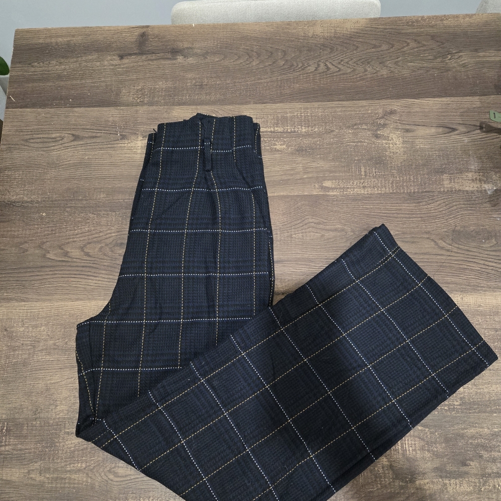 H&M Navy Windowpane Pattern Women's Dress Pants